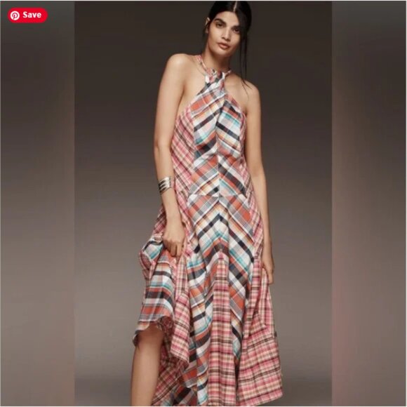 Anthropologie Pilcro Patchwork Halter Midi Dress NWT Small - Picture 11 of 11